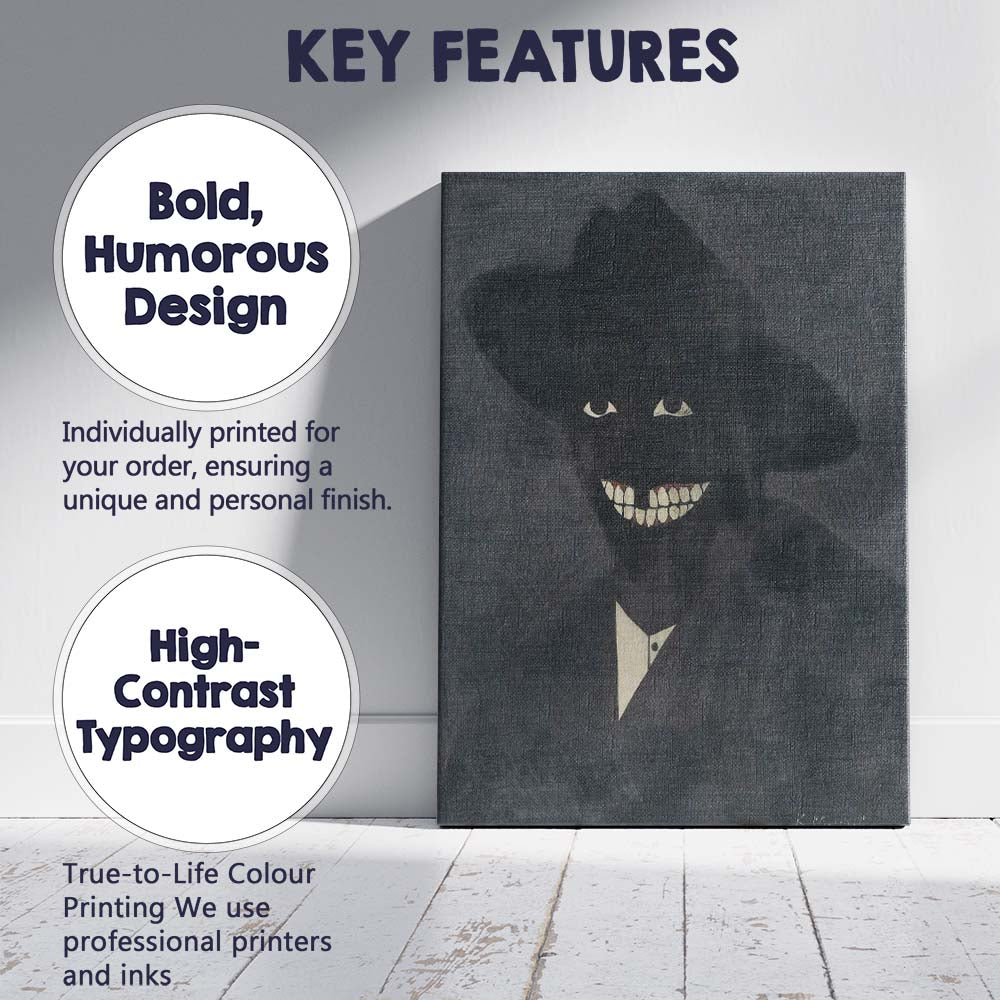 Dark Expressionist Portrait with Wide Brim Hat Canvas Wall Art Print Decor Picture Ready to Hang