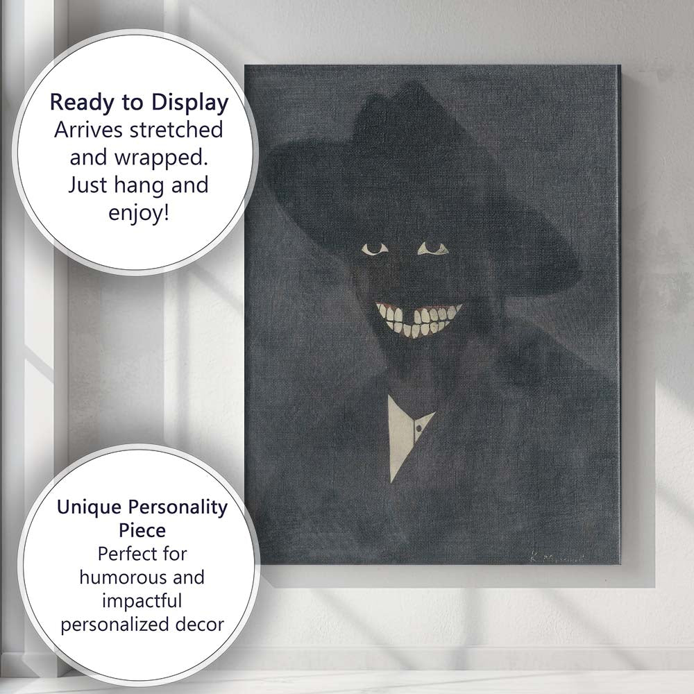 Dark Expressionist Portrait with Wide Brim Hat Canvas Wall Art Print Decor Picture Ready to Hang