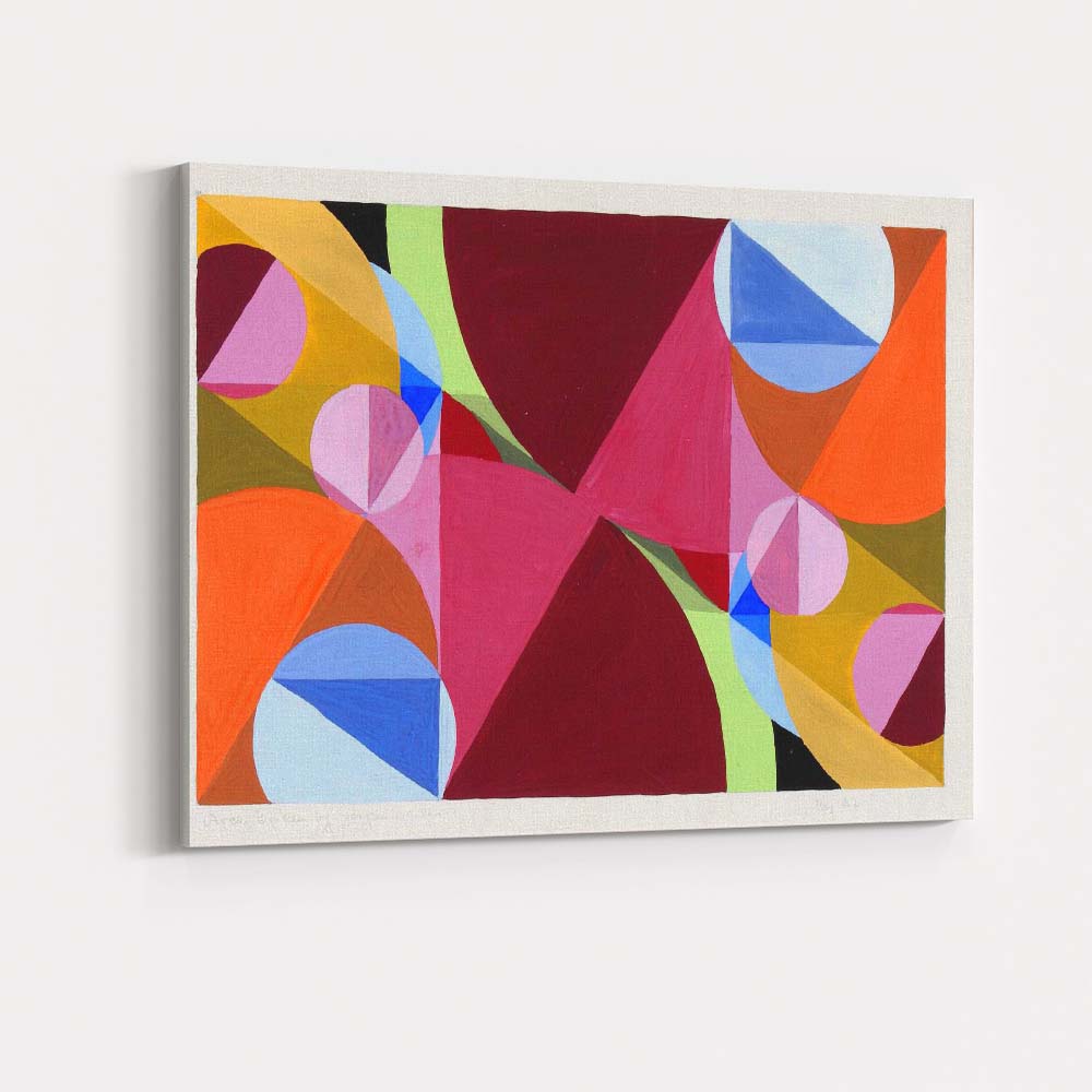 Colourful Geometric Circles and Curves Abstract Composition Canvas Wall Art Print Decor Picture Ready to Hang
