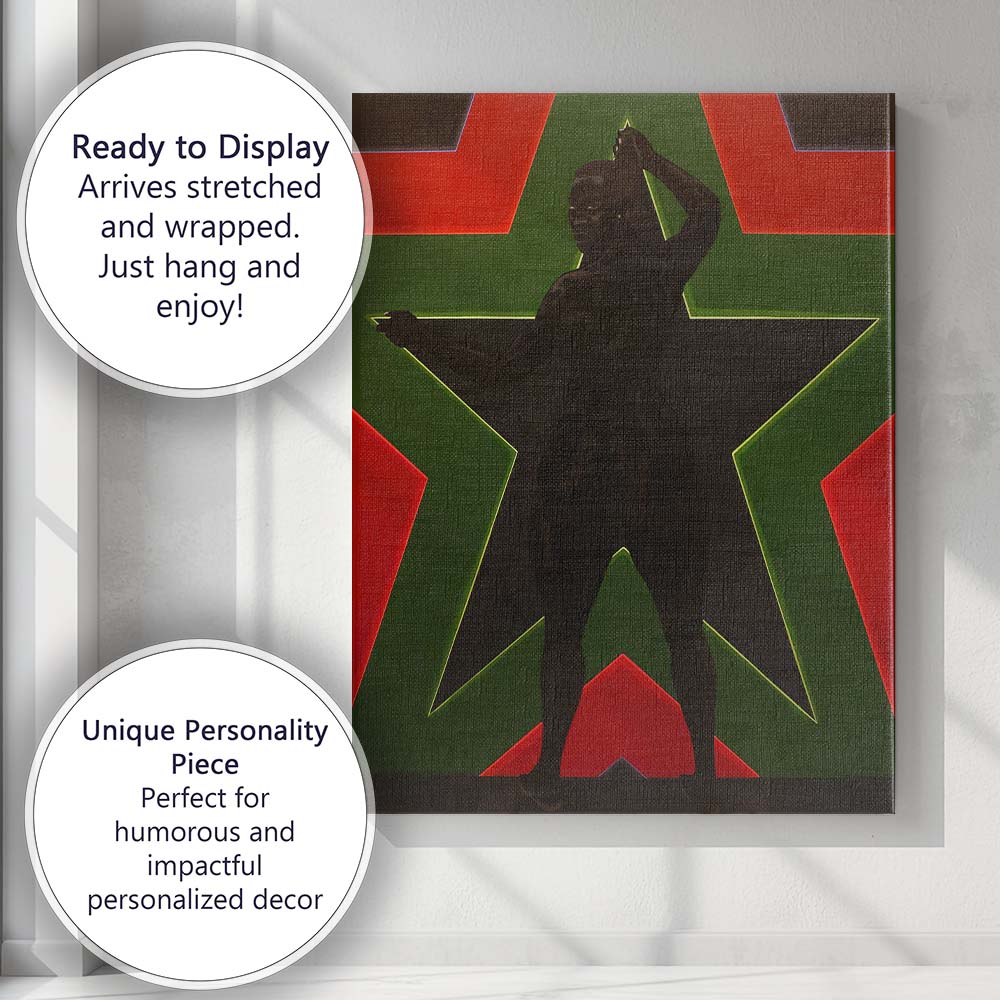 Bold Afro Futurist Black Figure Green Red Star Portrait Canvas Wall Art Print Decor Picture Ready to Hang