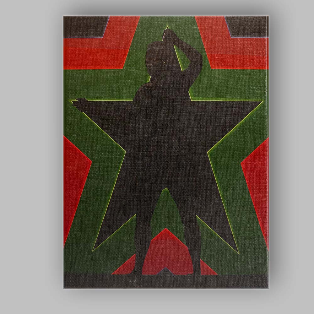 Bold Afro Futurist Black Figure Green Red Star Portrait Canvas Wall Art Print Decor Picture Ready to Hang
