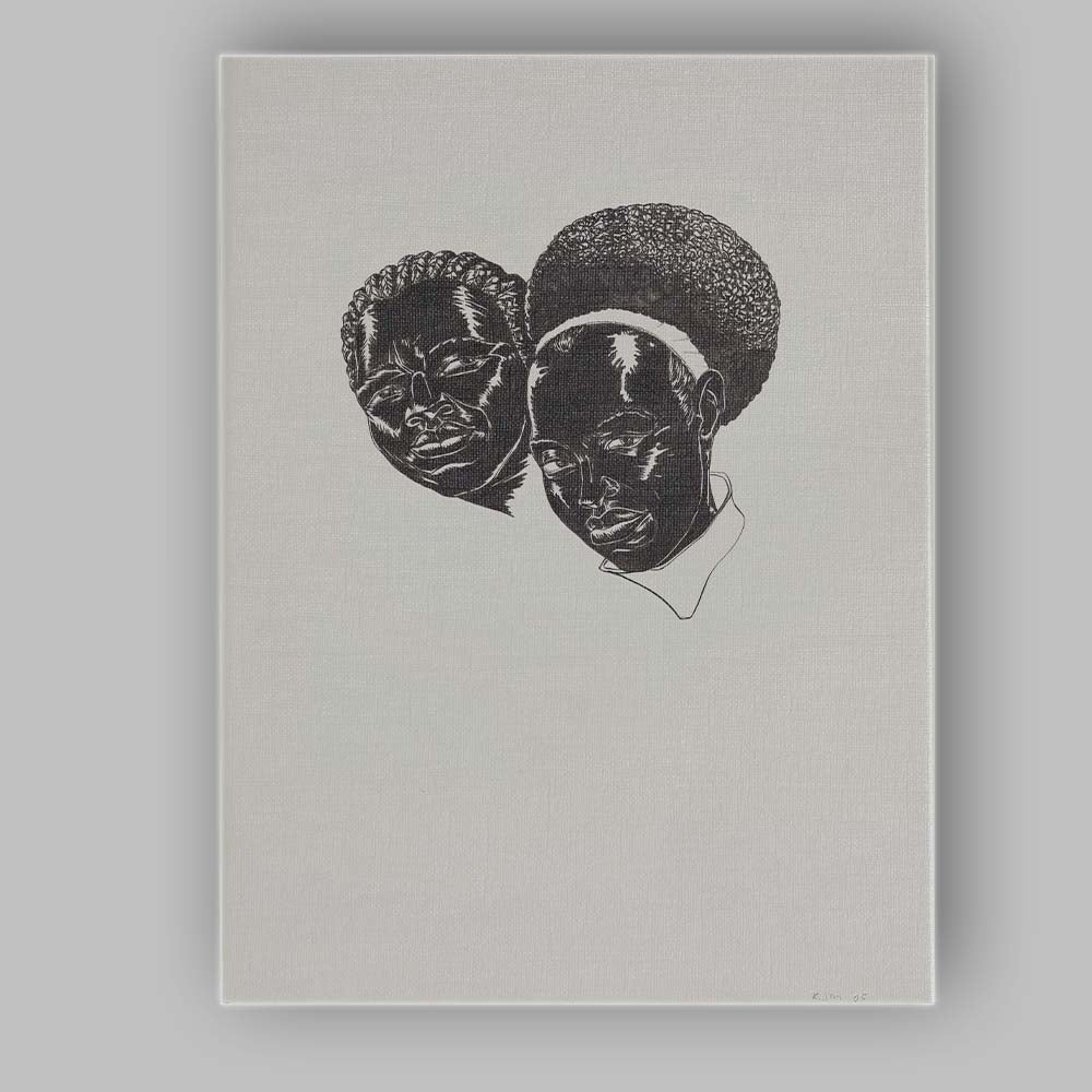 Minimalist Black Portrait Duo Monochrome Figurative Artwork Canvas Wall Art Print Decor Picture Ready to Hang