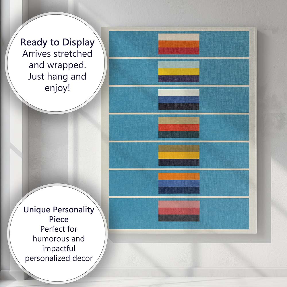 Contemporary Colour Study Squares on Blue Minimal Abstract Canvas Wall Art Print Decor Picture Ready to Hang