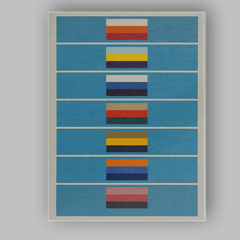 Contemporary Colour Study Squares on Blue Minimal Abstract Canvas Wall Art Print Decor Picture Ready to Hang