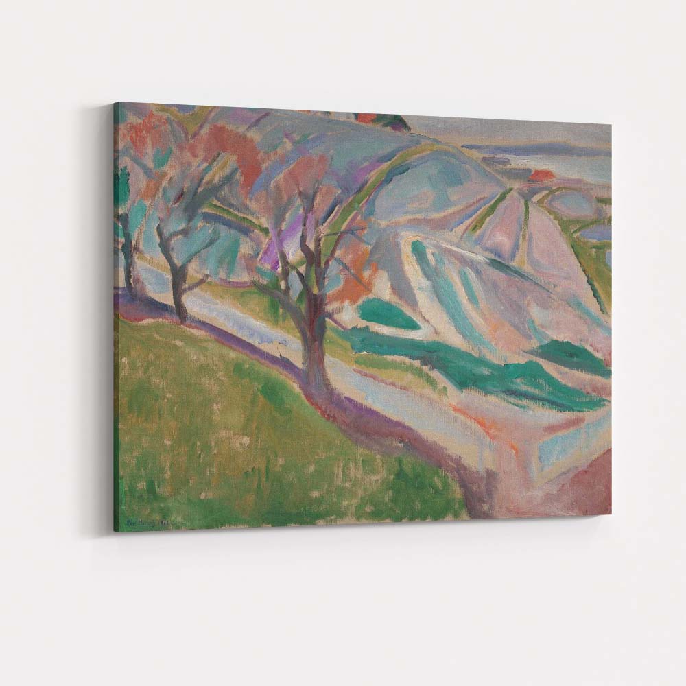 Expressionist Pastel Landscape Rolling Hills Scenic Painting Canvas Wall Art Print Decor Picture Ready to Hang