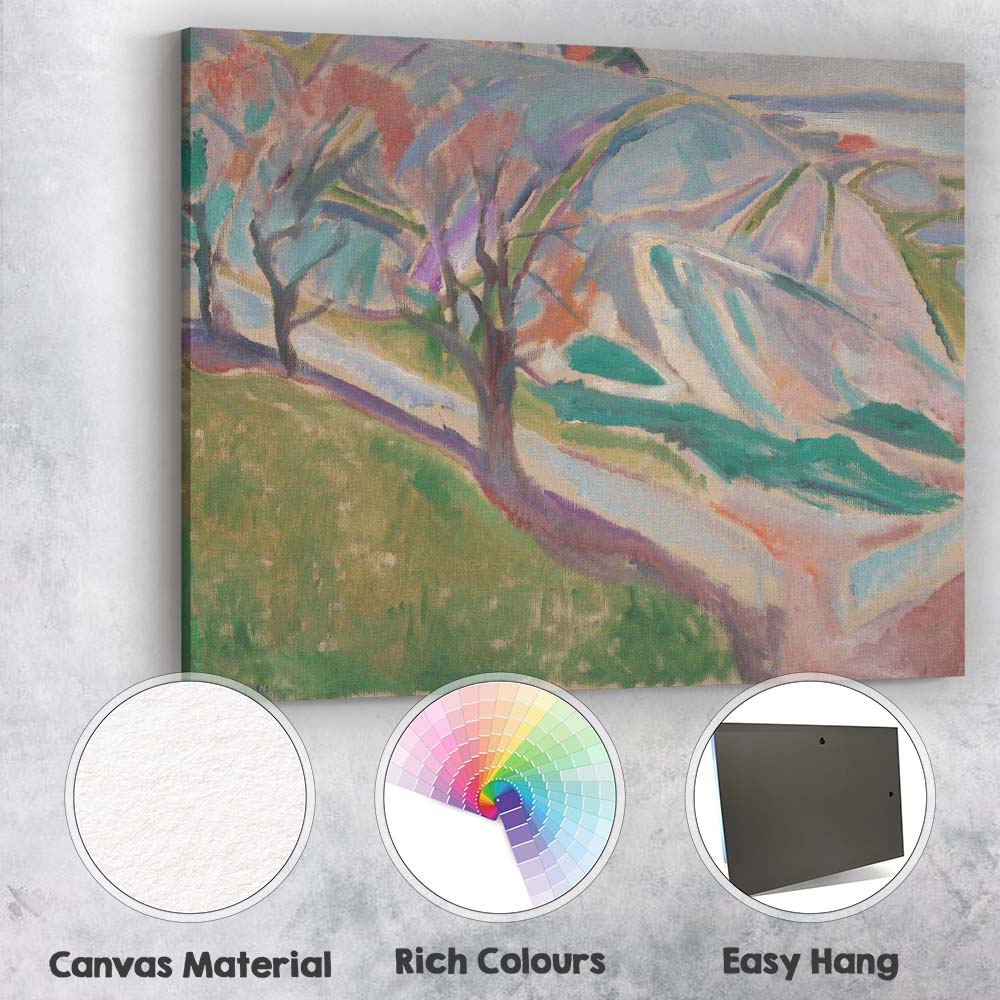 Expressionist Pastel Landscape Rolling Hills Scenic Painting Canvas Wall Art Print Decor Picture Ready to Hang