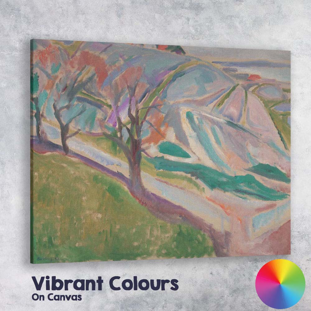 Expressionist Pastel Landscape Rolling Hills Scenic Painting Canvas Wall Art Print Decor Picture Ready to Hang
