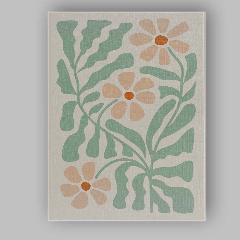 Soft Sage Floral Meadow Botanical Illustration Canvas Wall Art Print Decor Picture Ready to Hang