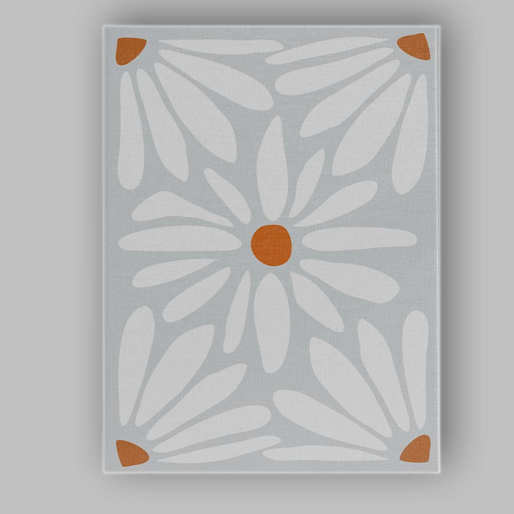 White Petal Floral Geometric Scandinavian Pattern Canvas Wall Art Print Decor Picture Ready to Hang