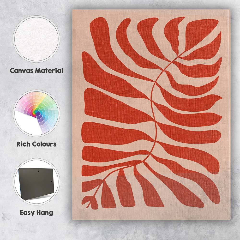 Terracotta Tropical Leaf Silhouette Botanical Design Canvas Wall Art Print Decor Picture Ready to Hang