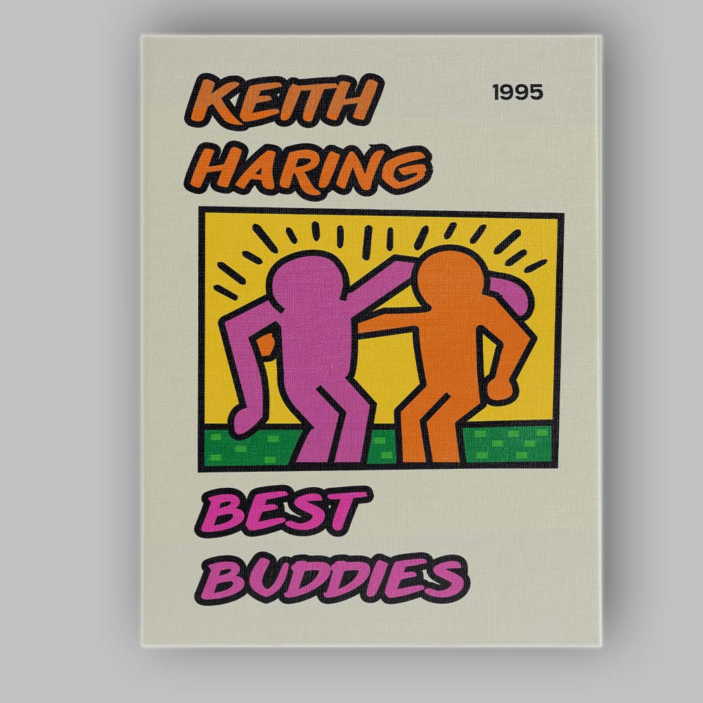 Colourful Best Friends Pop Art Figures Retro Graphic Canvas Wall Art Print Decor Picture Ready to Hang