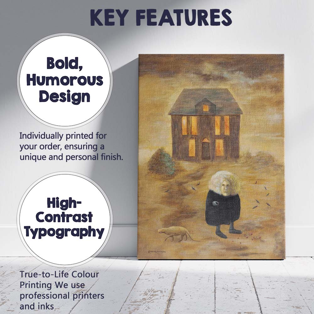 Leonora Carrington Inspired Surreal Figure And House Fantasy Art Canvas Wall Art Print Decor Picture Ready to Hang