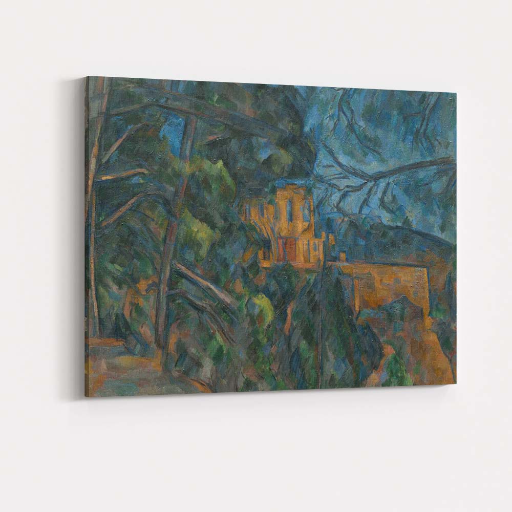 Post Impressionist Woodland House Landscape Blue Green Forest Scene Canvas Wall Art Print Decor Picture Ready to Hang