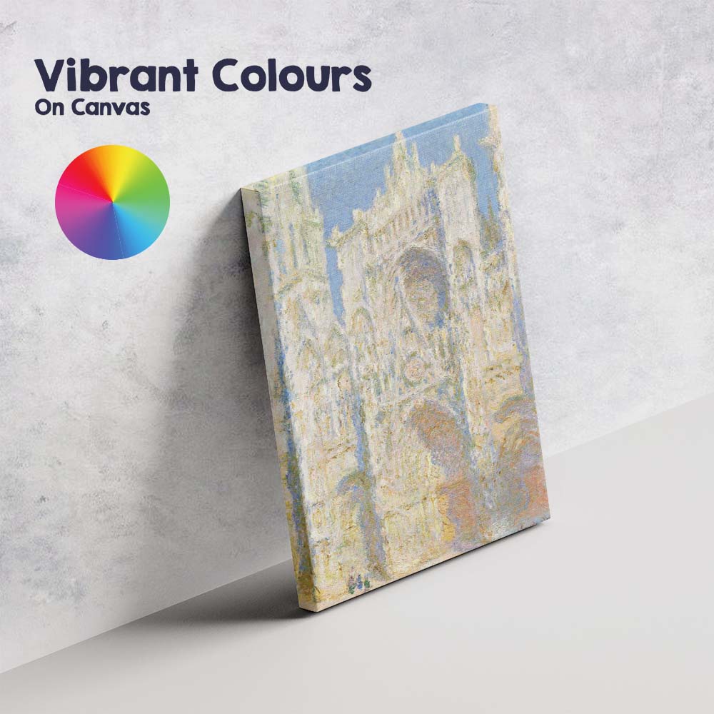 Pastel Blue Impressionist Gothic Cathedral Architecture Painting Canvas Wall Art Print Decor Picture Ready to Hang