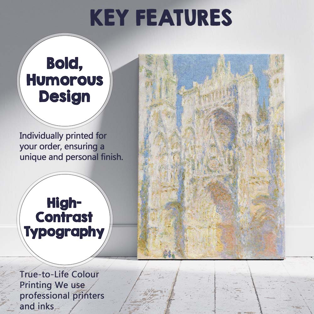 Pastel Blue Impressionist Gothic Cathedral Architecture Painting Canvas Wall Art Print Decor Picture Ready to Hang