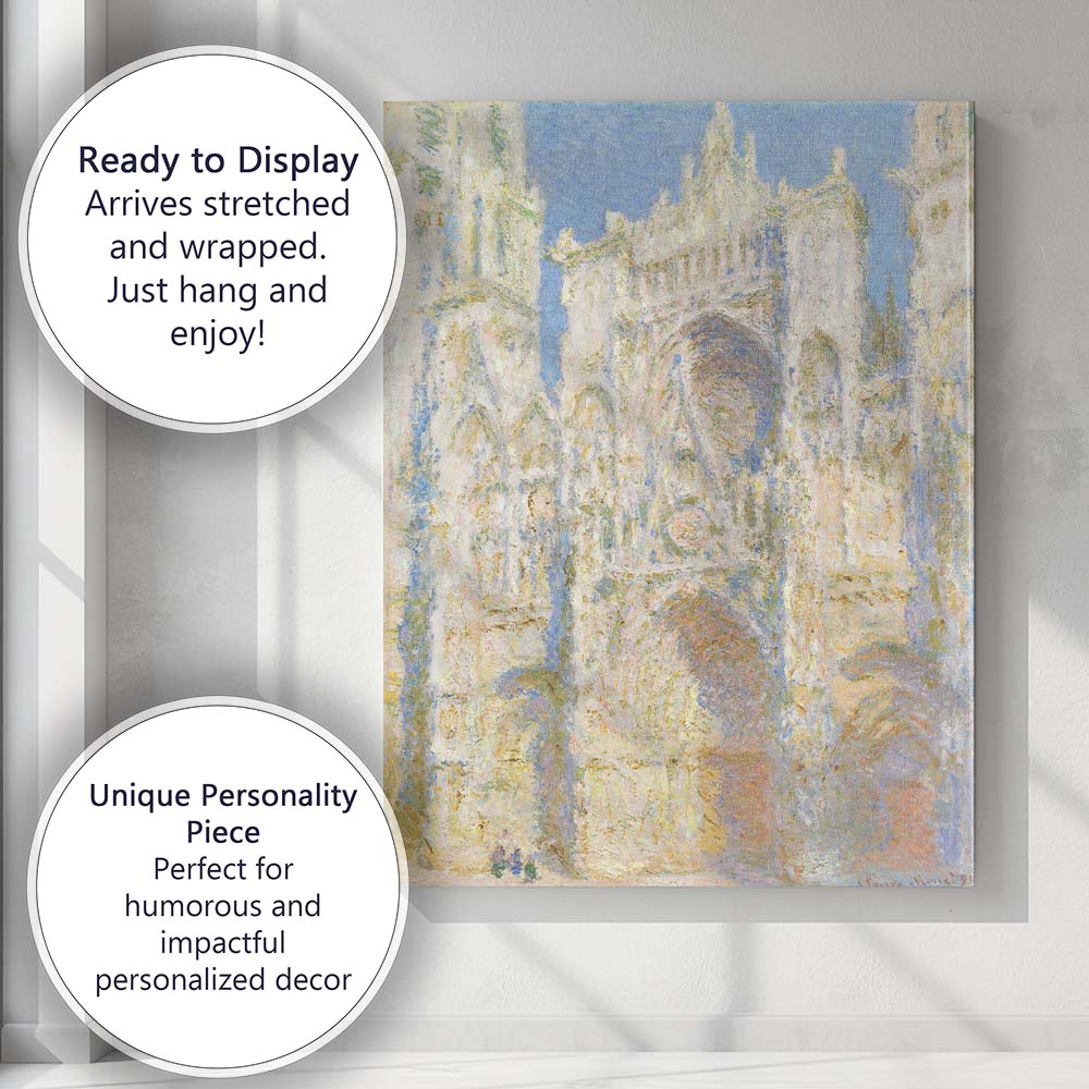 Pastel Blue Impressionist Gothic Cathedral Architecture Painting Canvas Wall Art Print Decor Picture Ready to Hang