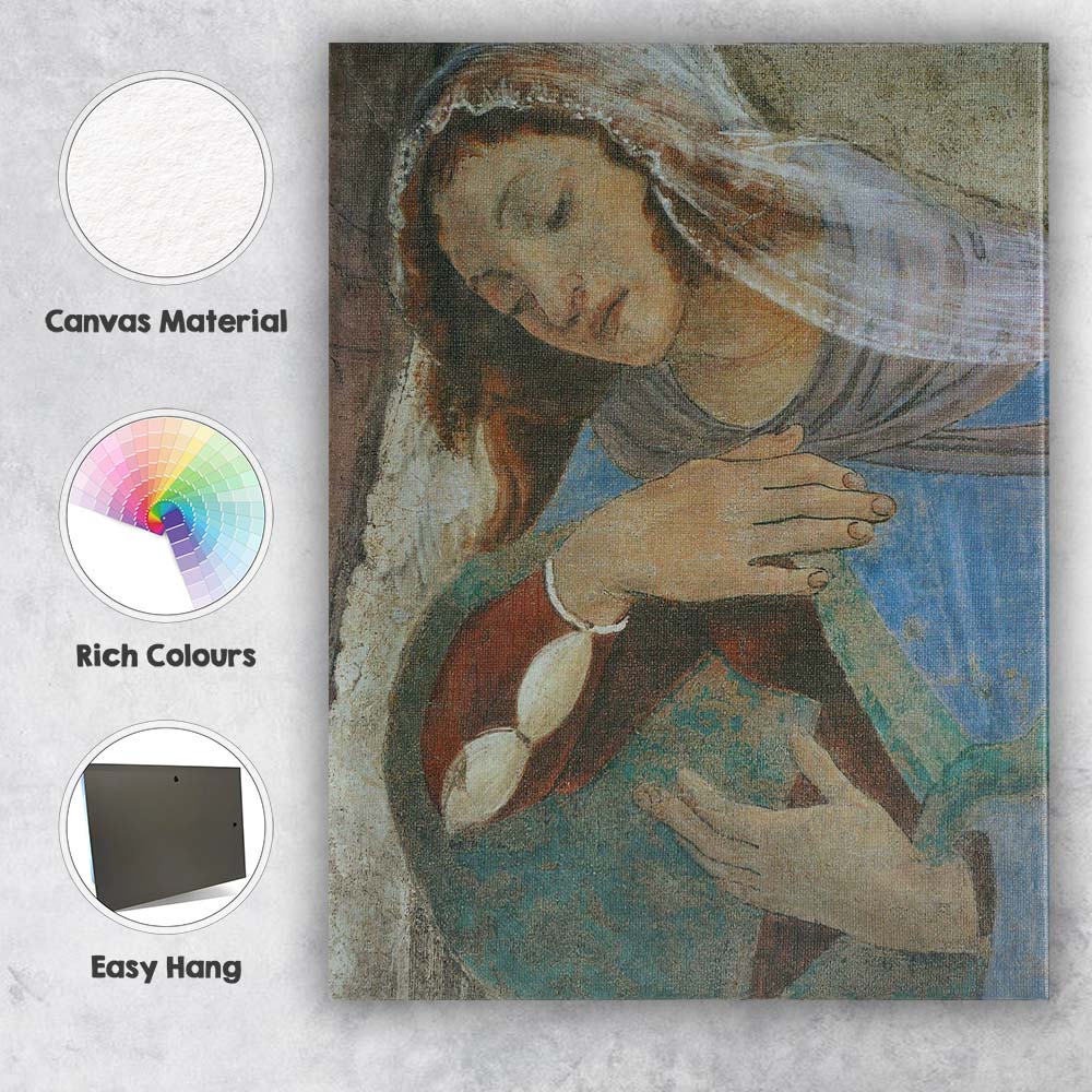 Sacred Renaissance Angel Prayer Detail Blue Robe Fresco Canvas Wall Art Print Decor Picture Ready to Hang