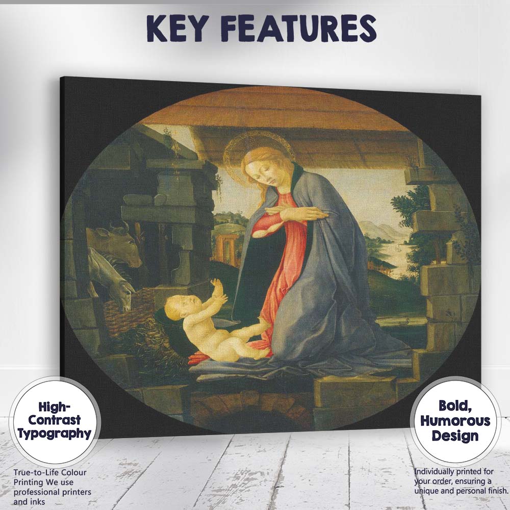 Madonna And Child Nativity Renaissance Tondo Religious Artwork Canvas Wall Art Print Decor Picture Ready to Hang