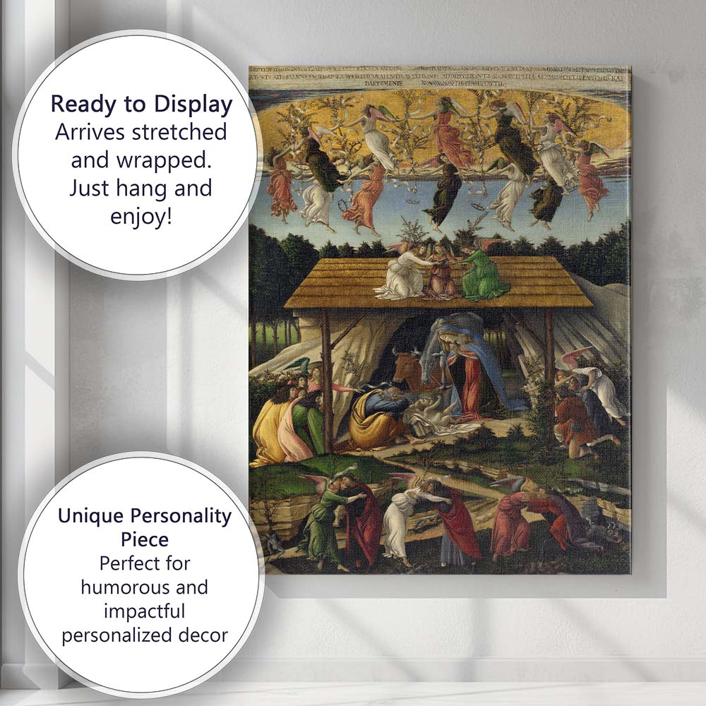 Angelic Nativity Scene with Madonna and Child Renaissance Religious Canvas Wall Art Print Decor Picture Ready to Hang