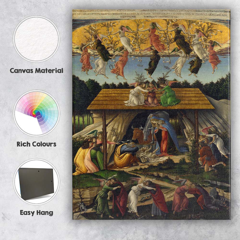 Angelic Nativity Scene with Madonna and Child Renaissance Religious Canvas Wall Art Print Decor Picture Ready to Hang