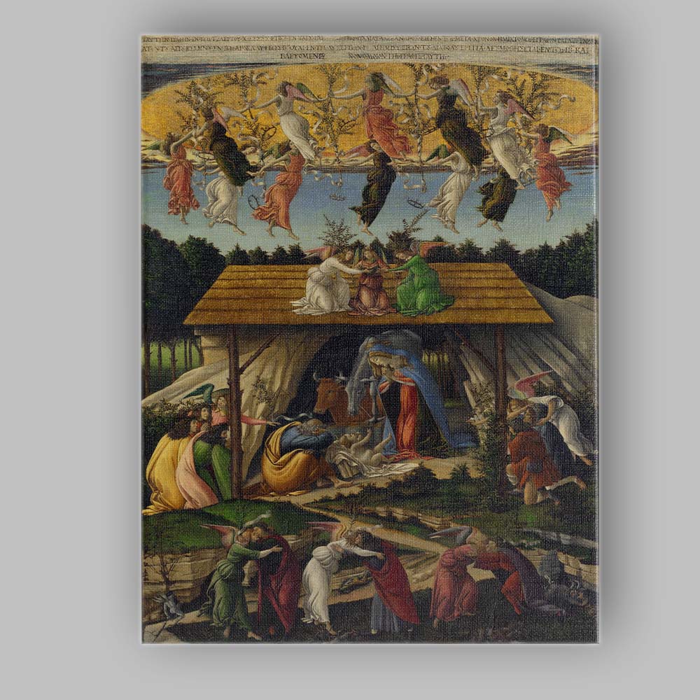 Angelic Nativity Scene with Madonna and Child Renaissance Religious Canvas Wall Art Print Decor Picture Ready to Hang