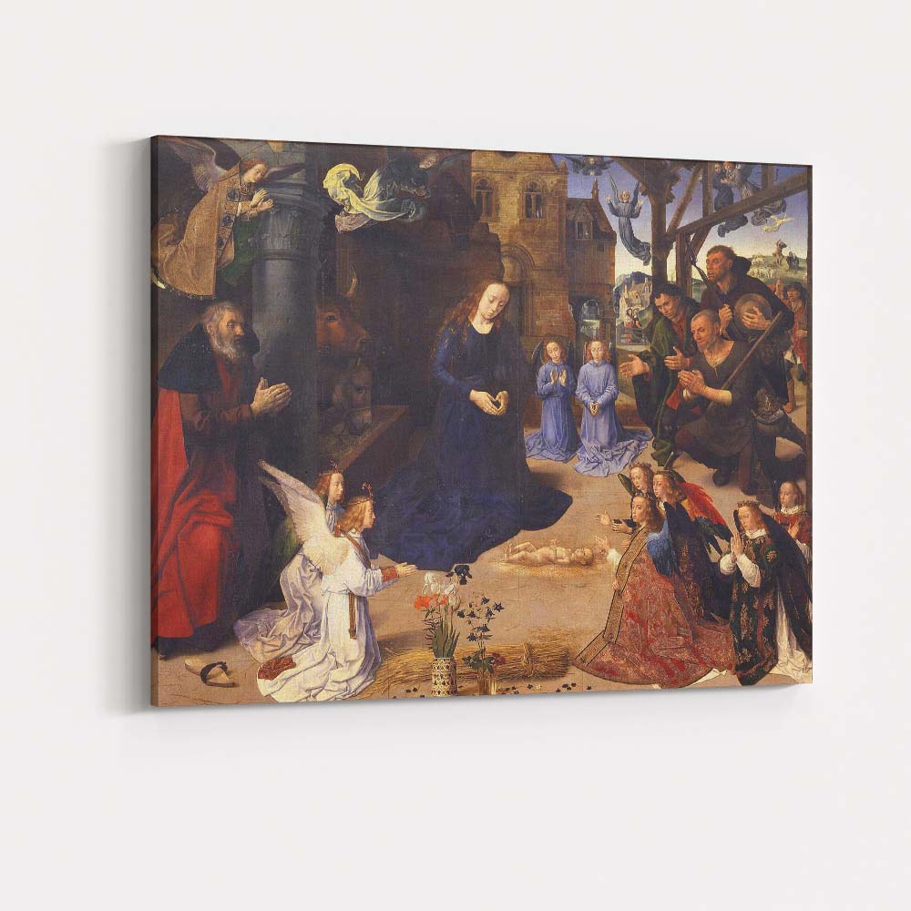 Adoration of the Christ Child with Angels and Shepherds Renaissance Canvas Wall Art Print Decor Picture Ready to Hang