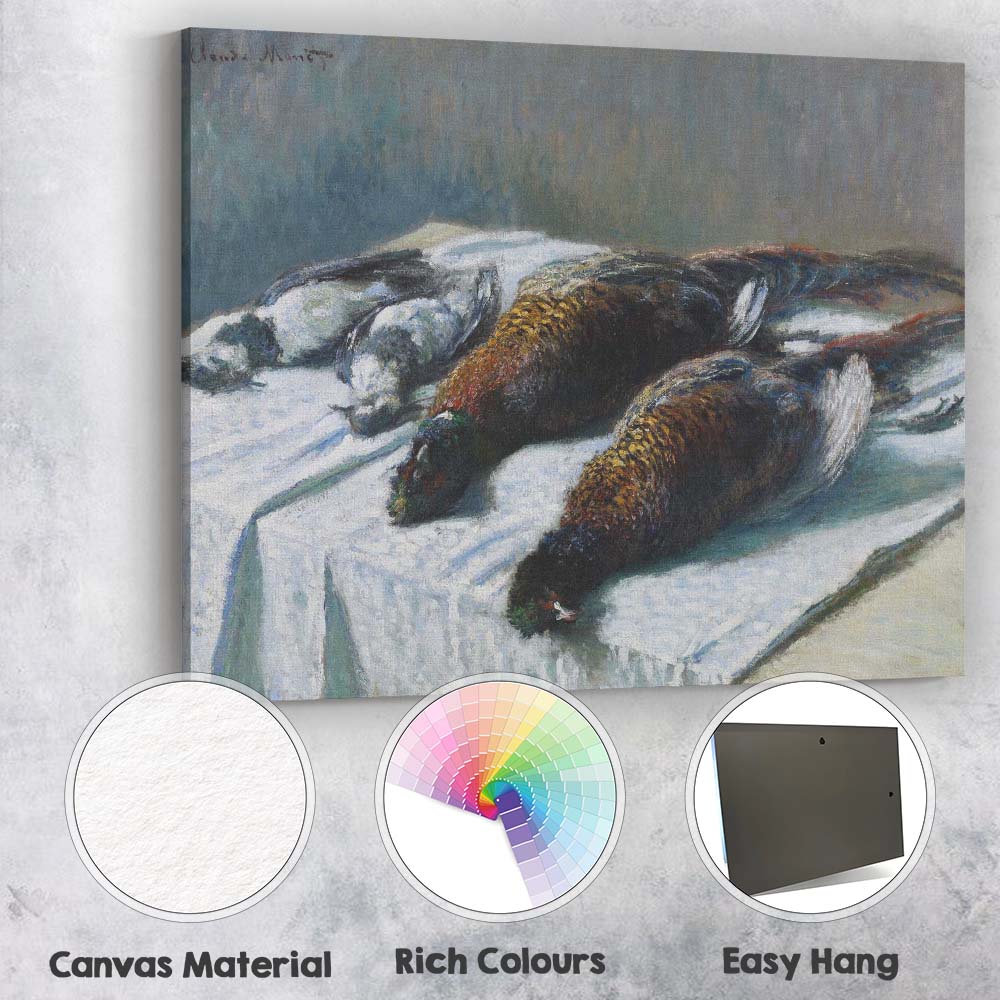 Impressionist Game Birds Still Life On White Tablecloth Canvas Wall Art Print Decor Picture Ready to Hang