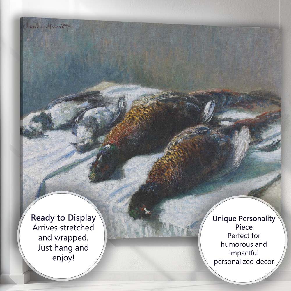 Impressionist Game Birds Still Life On White Tablecloth Canvas Wall Art Print Decor Picture Ready to Hang