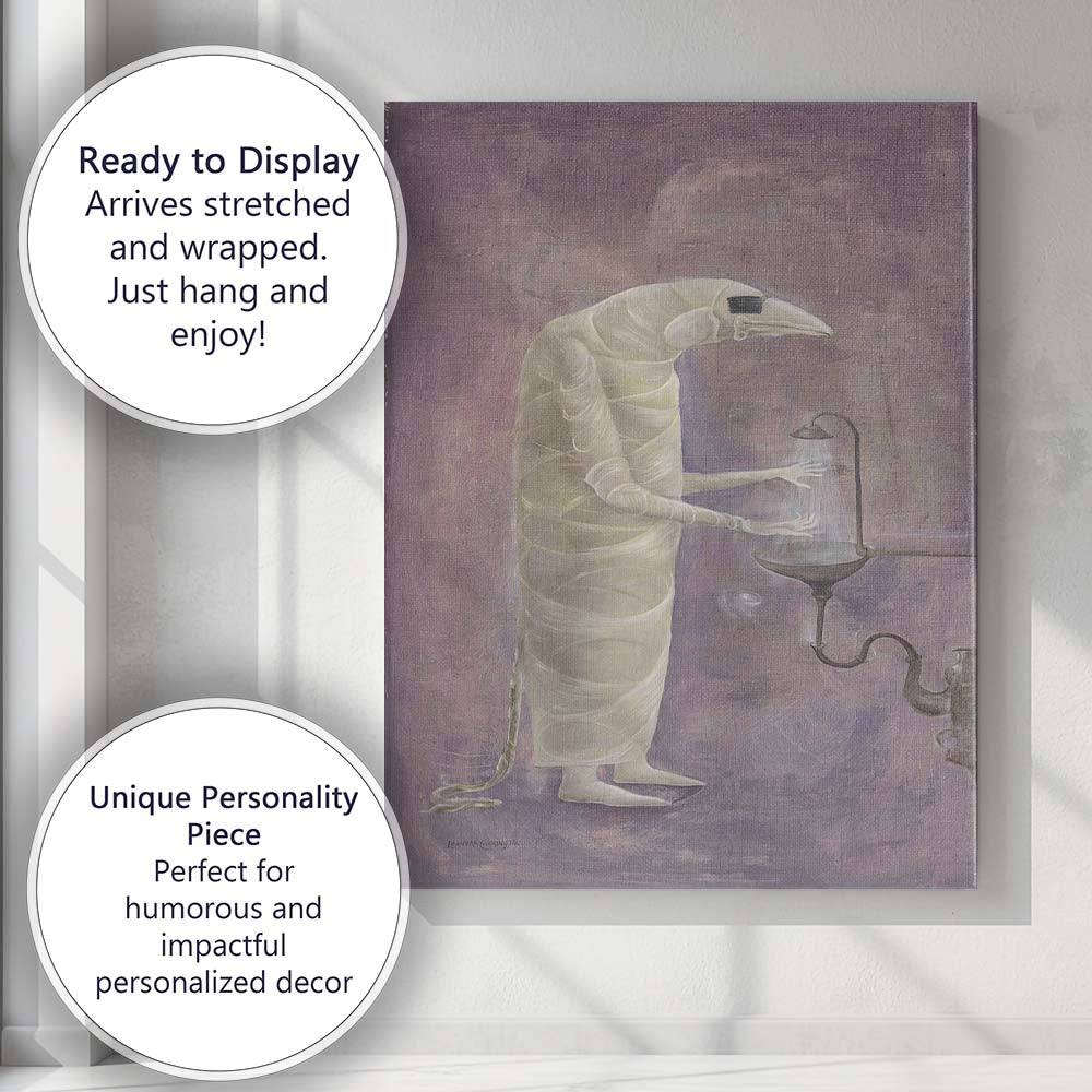 Surreal Wrapped Pale Figure Washing Hands Dreamlike Fantasy Canvas Wall Art Print Decor Picture Ready to Hang