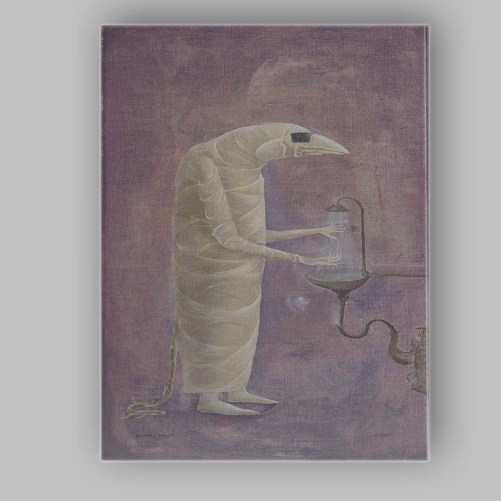 Surreal Wrapped Pale Figure Washing Hands Dreamlike Fantasy Canvas Wall Art Print Decor Picture Ready to Hang