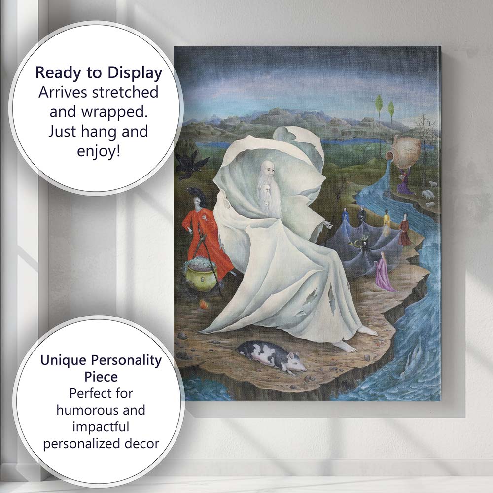 Surreal White Cloaked Elder Fantasy Landscape Scene Canvas Wall Art Print Decor Picture Ready to Hang