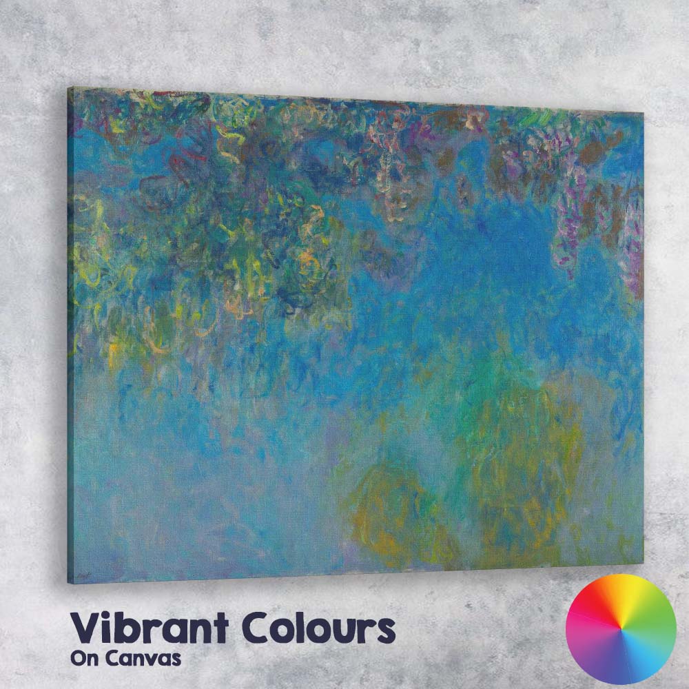 Abstract Blue Water Lilies Impressionist Floral Reflection Painting Canvas Wall Art Print Decor Picture Ready to Hang