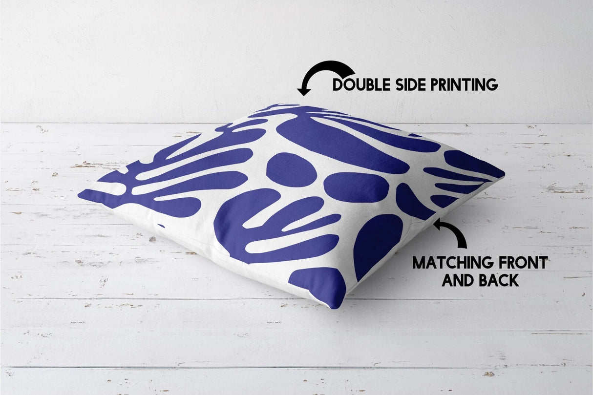Blue Matisse Leaves Cushion
