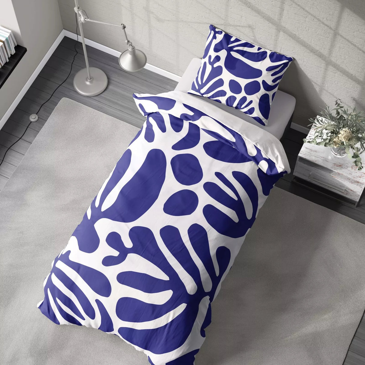 Blue Matisse Leaves Duvet Cover