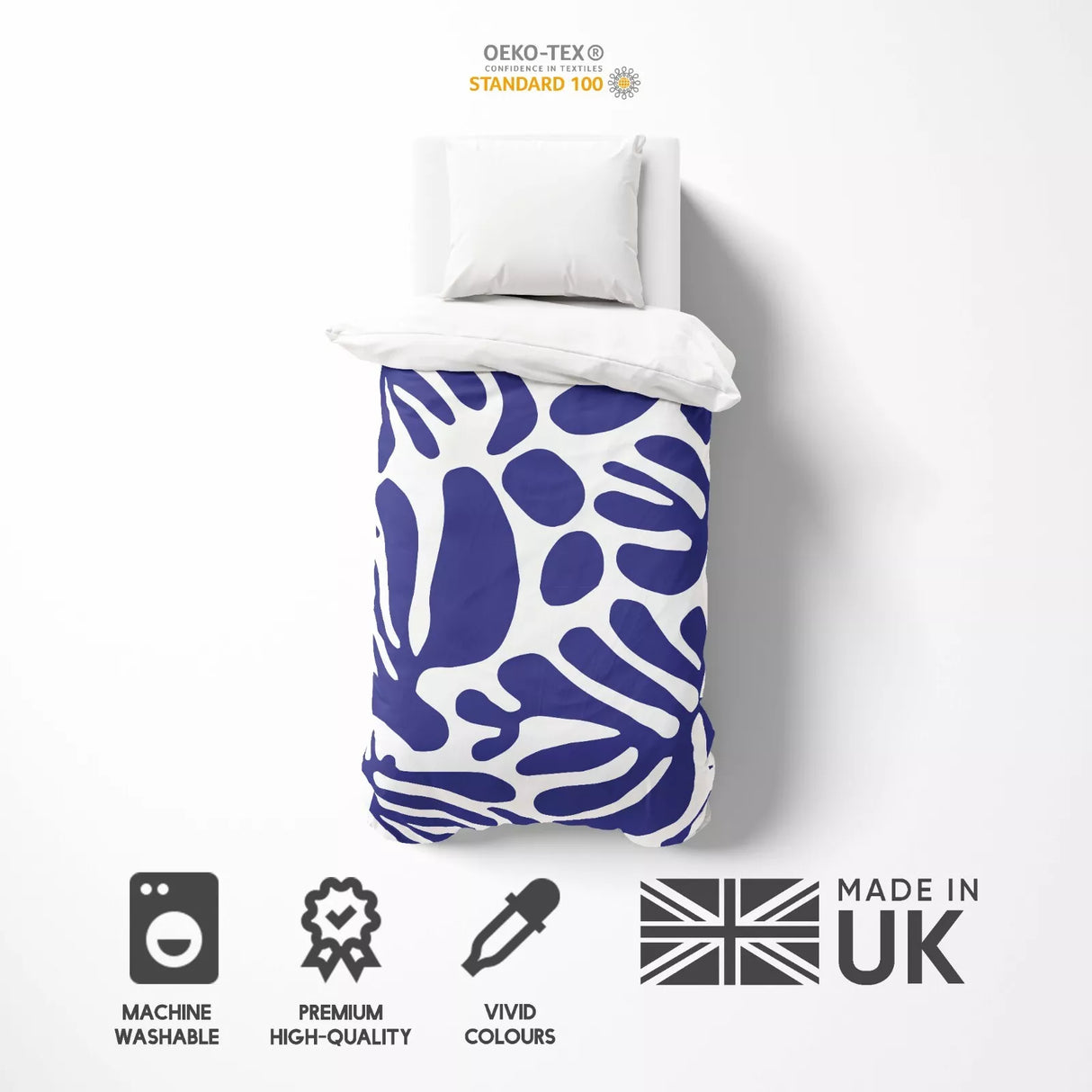 Blue Matisse Leaves Duvet Cover