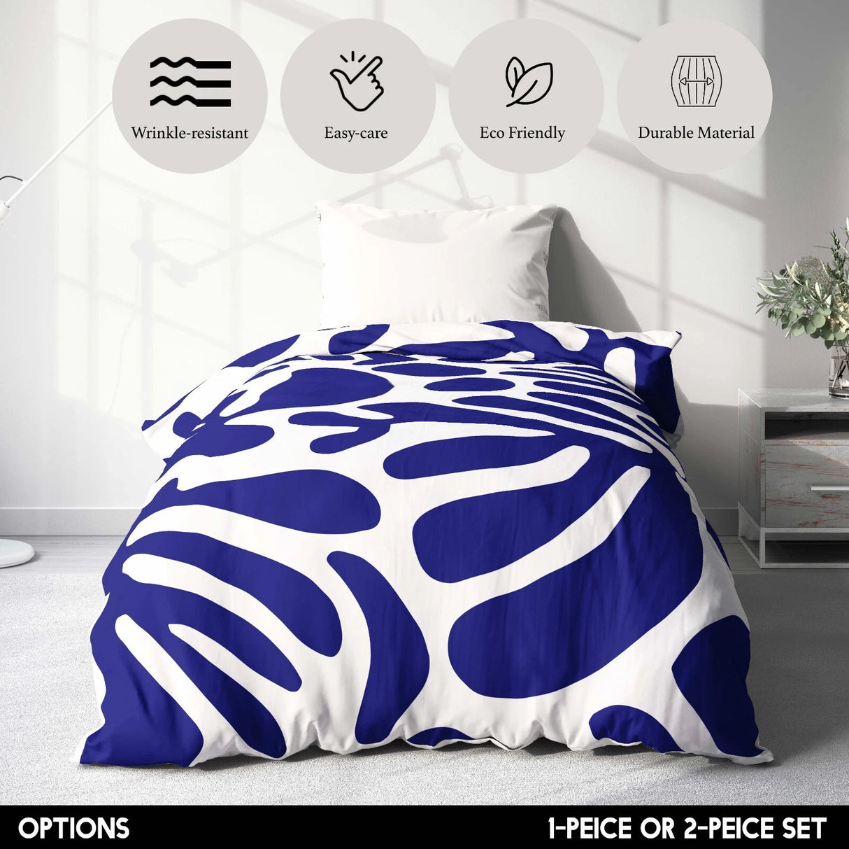 Blue Matisse Leaves Duvet Cover