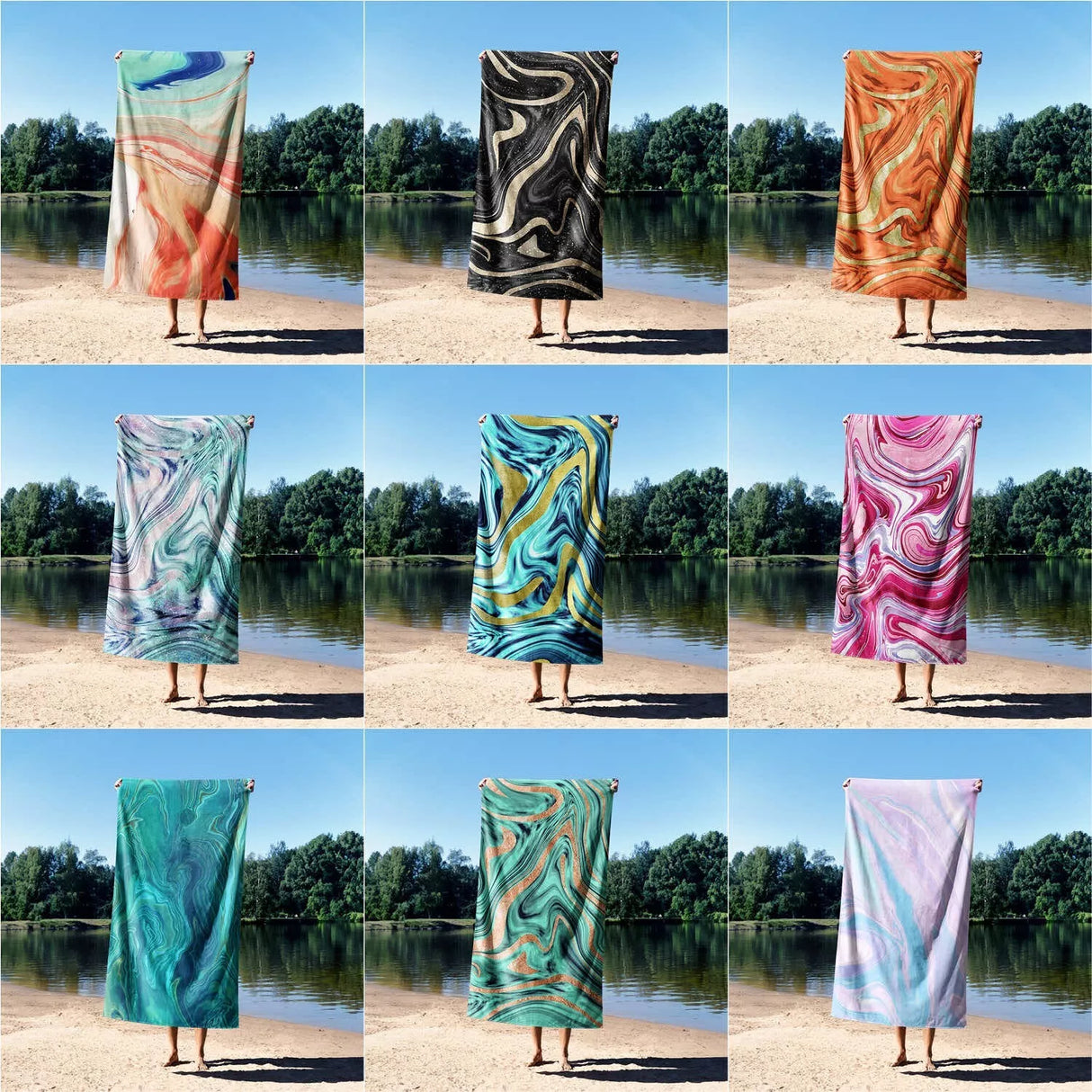 Liquid Marble Abstract Towel