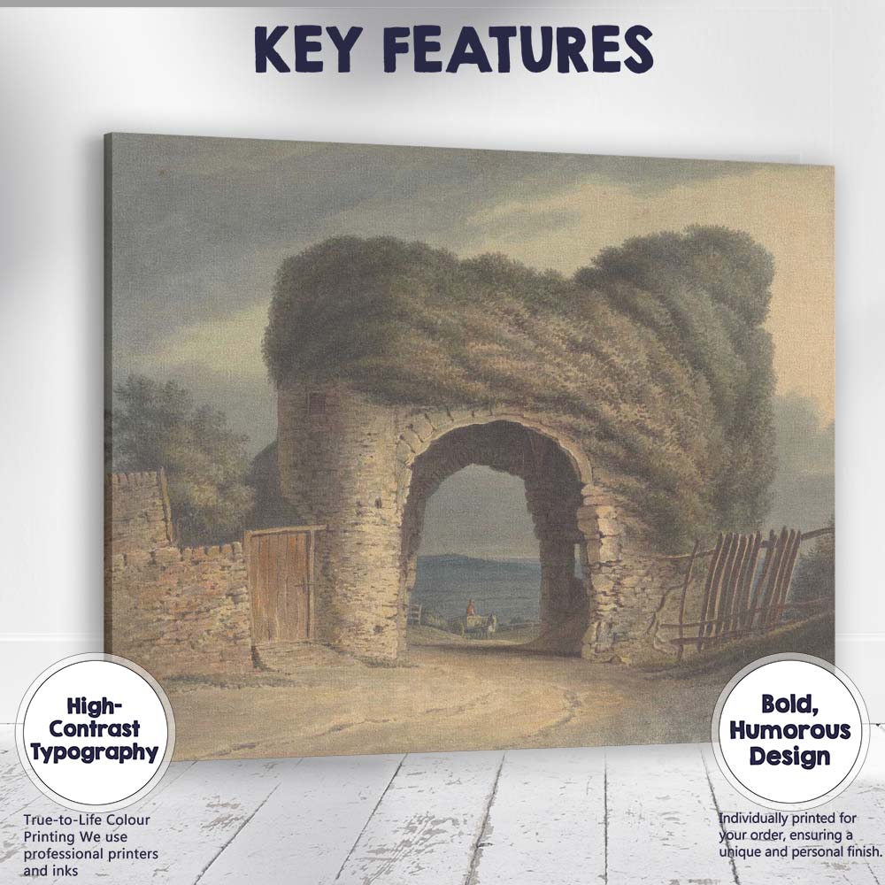 Rustic Stone Archway Country Lane Watercolour Landscape Canvas Wall Art Print Decor Picture Ready to Hang