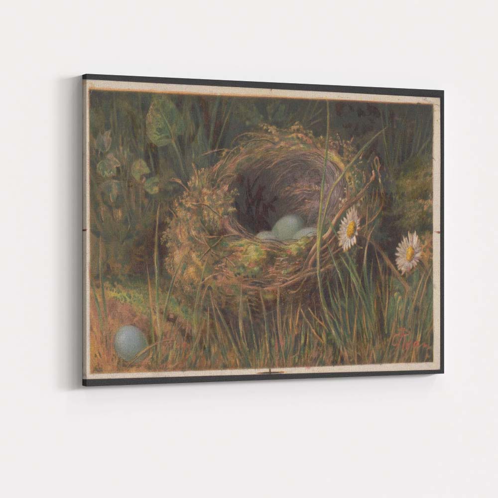 Natural Bird Nest Blue Eggs Wildflower Woodland Study Canvas Wall Art Print Decor Picture Ready to Hang