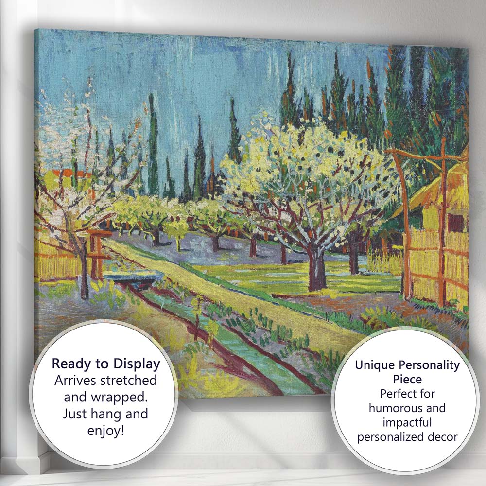 Vibrant Orchard Blossom Garden Post Impressionist Landscape Canvas Wall Art Print Decor Picture Ready to Hang