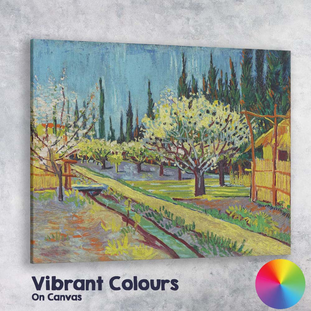 Vibrant Orchard Blossom Garden Post Impressionist Landscape Canvas Wall Art Print Decor Picture Ready to Hang
