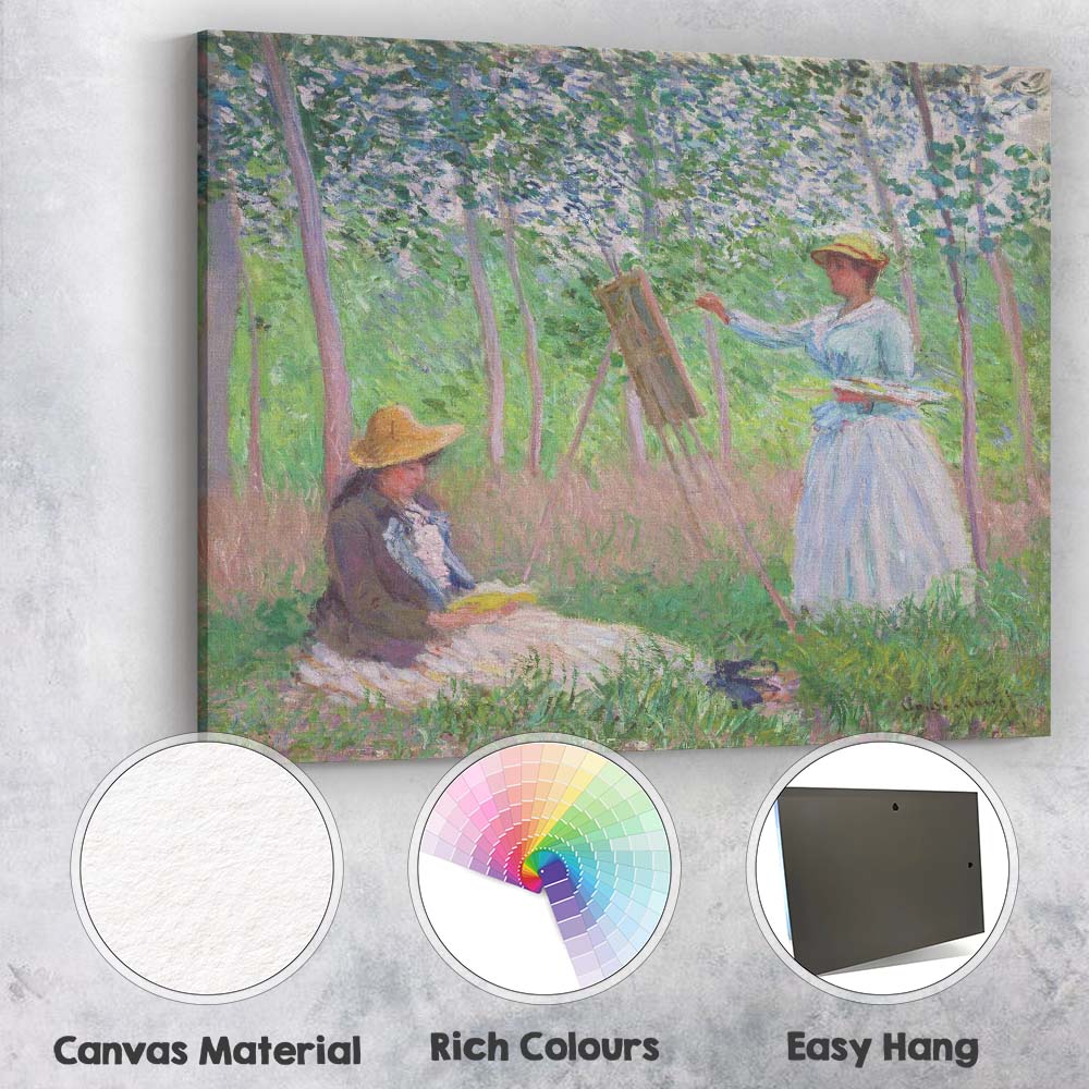 Impressionist Female Artist Painting Woodland Garden Scene Canvas Wall Art Print Decor Picture Ready to Hang