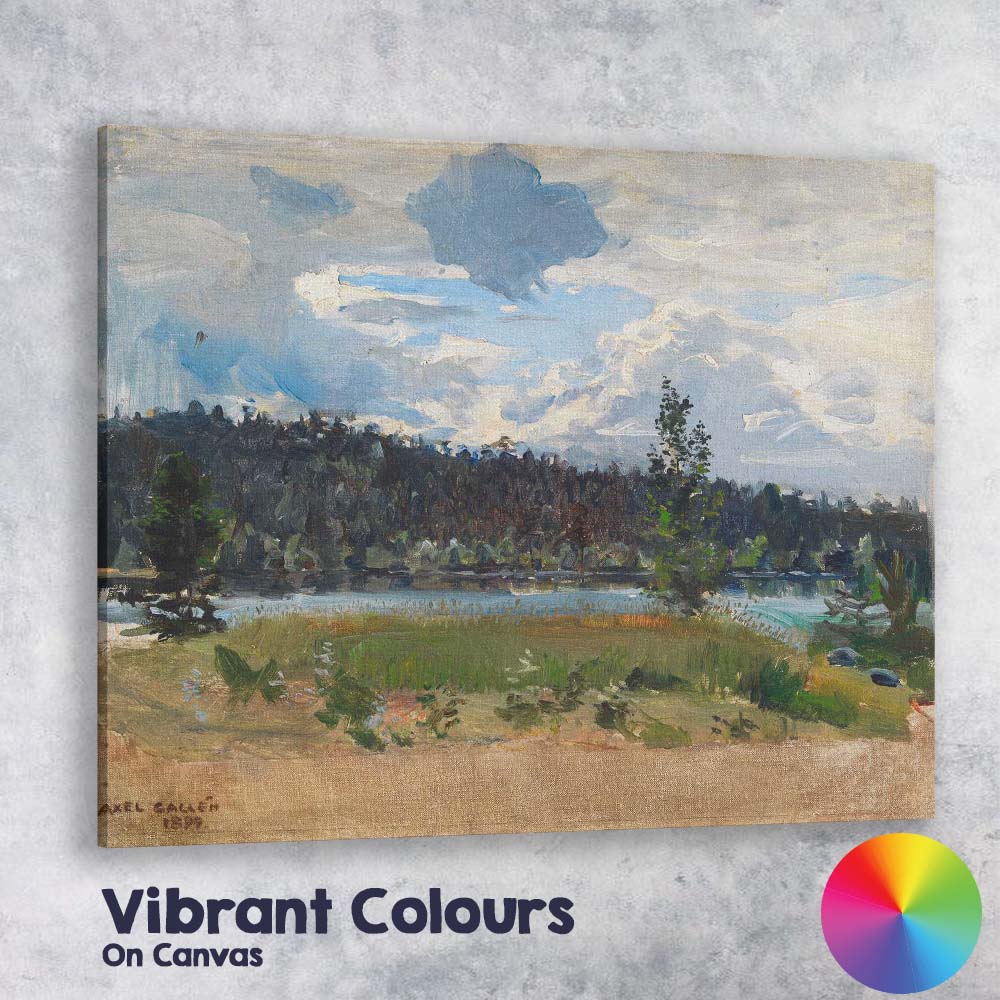 Nordic Forest Lake Landscape Under Dramatic Cloud Filled Sky Canvas Wall Art Print Decor Picture Ready to Hang