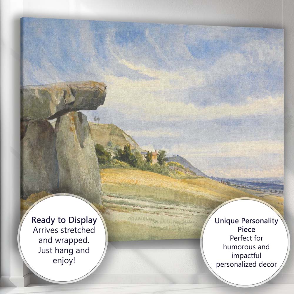 Rural Hillside Standing Stone Watercolour Country Landscape Canvas Wall Art Print Decor Picture Ready to Hang