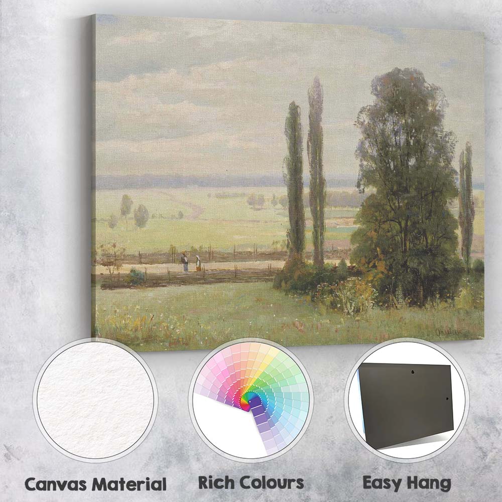 Pastoral Meadow Poplar Trees Country Landscape Canvas Wall Art Print Decor Picture Ready to Hang