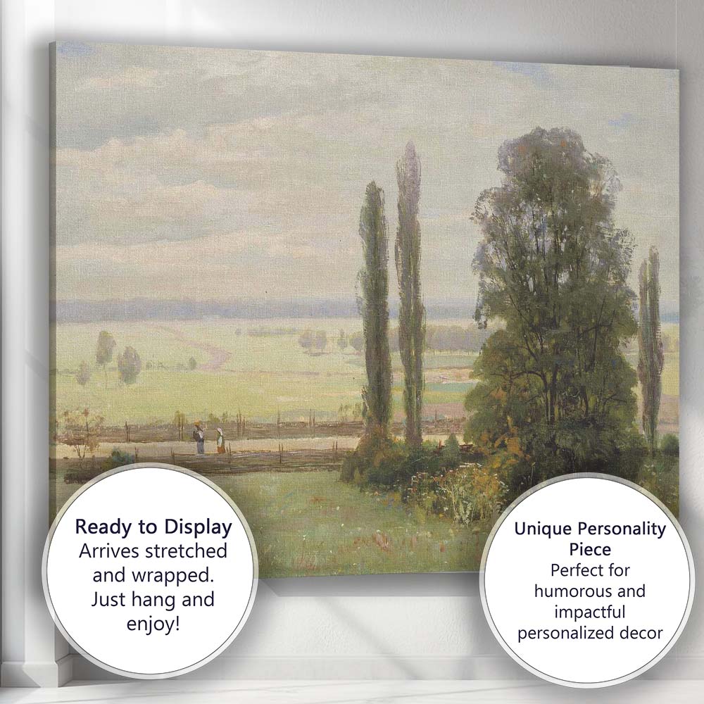 Pastoral Meadow Poplar Trees Country Landscape Canvas Wall Art Print Decor Picture Ready to Hang