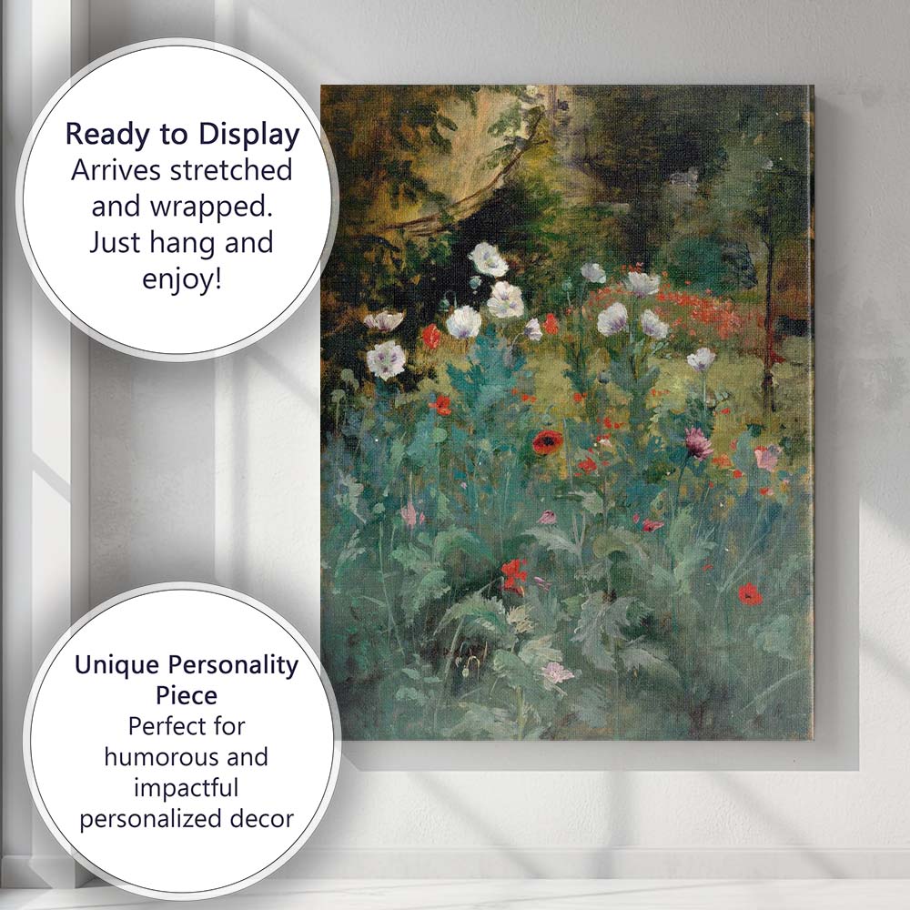 Impressionist Wildflower Meadow Poppy Garden Floral Painting Canvas Wall Art Print Decor Picture Ready to Hang