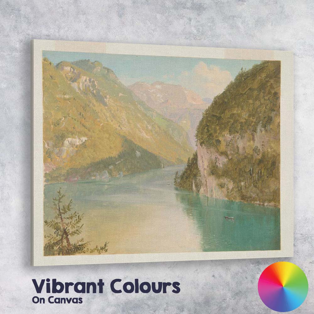 Alpine Lake Mountain Fjord Scenic Landscape Painting Canvas Wall Art Print Decor Picture Ready to Hang