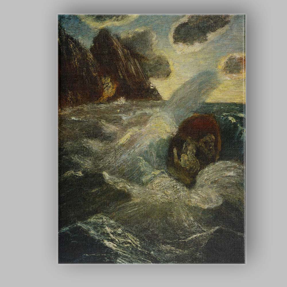Dramatic Coastal Waves Rocky Seascape Expressionist Painting Canvas Wall Art Print Decor Picture Ready to Hang