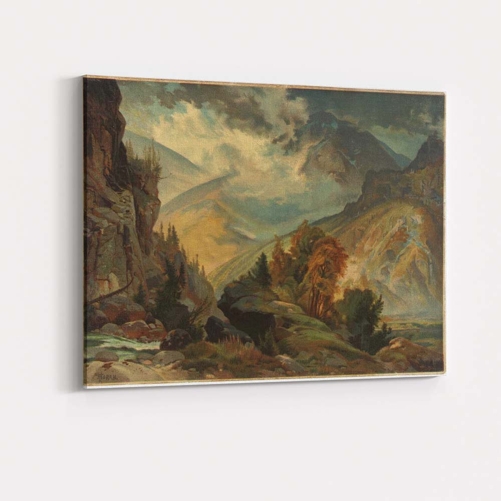 Majestic Mountain Valley Autumn Highlands Landscape Painting Canvas Wall Art Print Decor Picture Ready to Hang